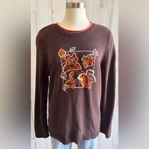 Fall Embroidered Autumn Leaf Sweater large beaded sequins festivals layering‎